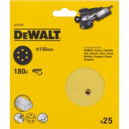 Шлифовальные круги DEWALT DT3136, 150 мм, 6 отверстий, 180G, 25 шт.